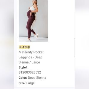 NWOT 2 BLANQI Maternity Pocket Leggings - India Ink and Deep Sienna